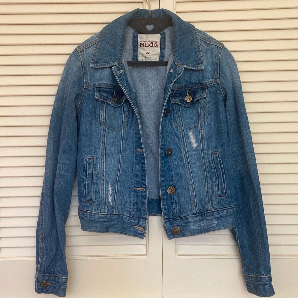 Distressed Jean Jacket by Mudd, XS